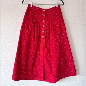 Free People Love Fool red corduroy A-line midi skirt